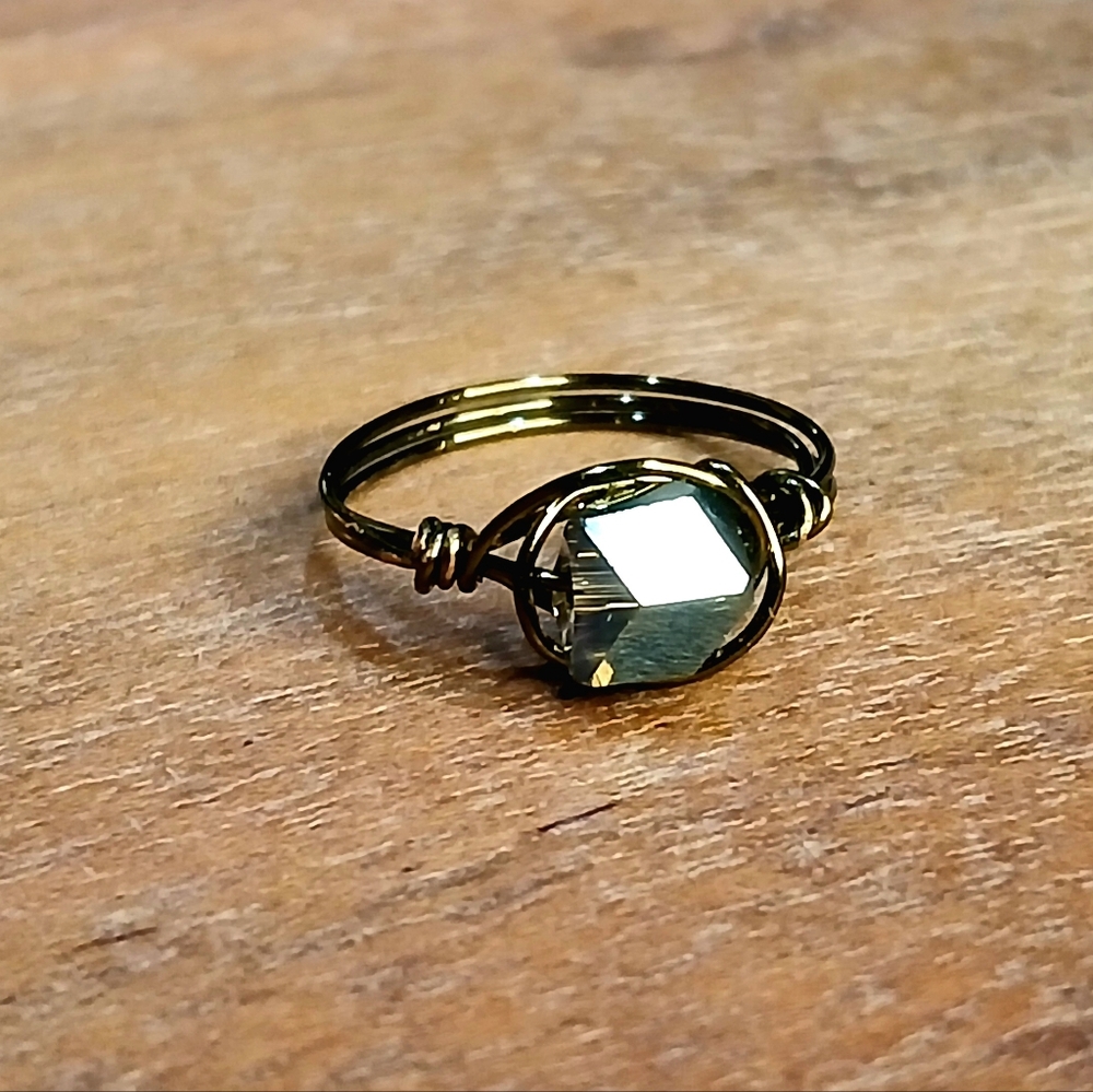3 piece beaded ring set, wire wrapped rings, boho rings - Picture 4 of 5